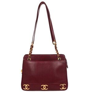 Chanel Bordeaux Calfskin Triple CC Shoulder Tote Bag 116450